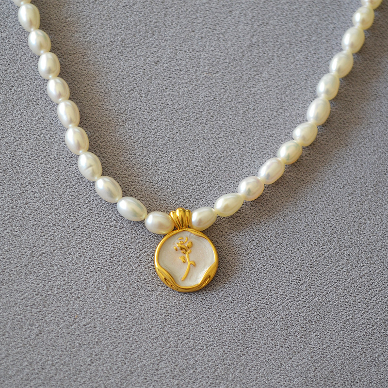 Enamel Wooden Horse Pearl Necklace